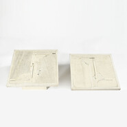 a rare pair of white Paul Kingma end or side tables