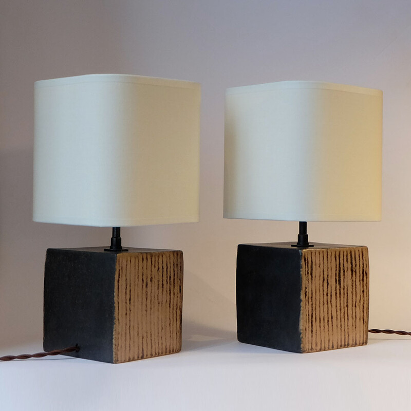 Bruno Gambone Lamps (1980) Rare Italian Ceramic