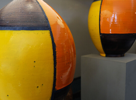 Extra large Aldo londi Bitossi pair of colored lamps