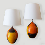 Extra large Aldo londi Bitossi pair of colored lamps
