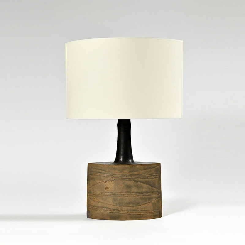 extra large ceramic table lamp almond shape Bruno Gambone 