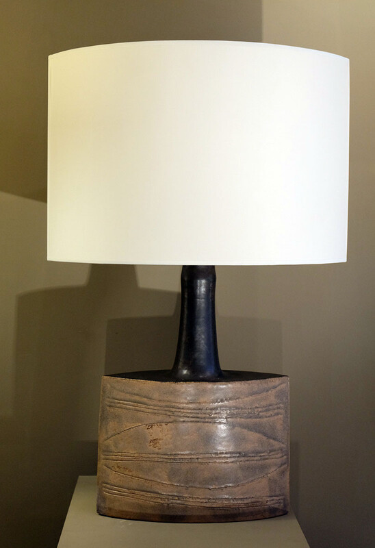 extra large ceramic table lamp almond shape Bruno Gambone 