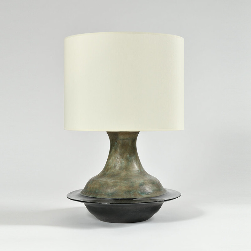 extra large ceramic table lamp spinning shape Bruno Gambne