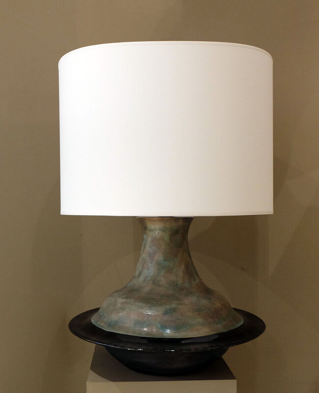extra large ceramic table lamp spinning shape Bruno Gambne
