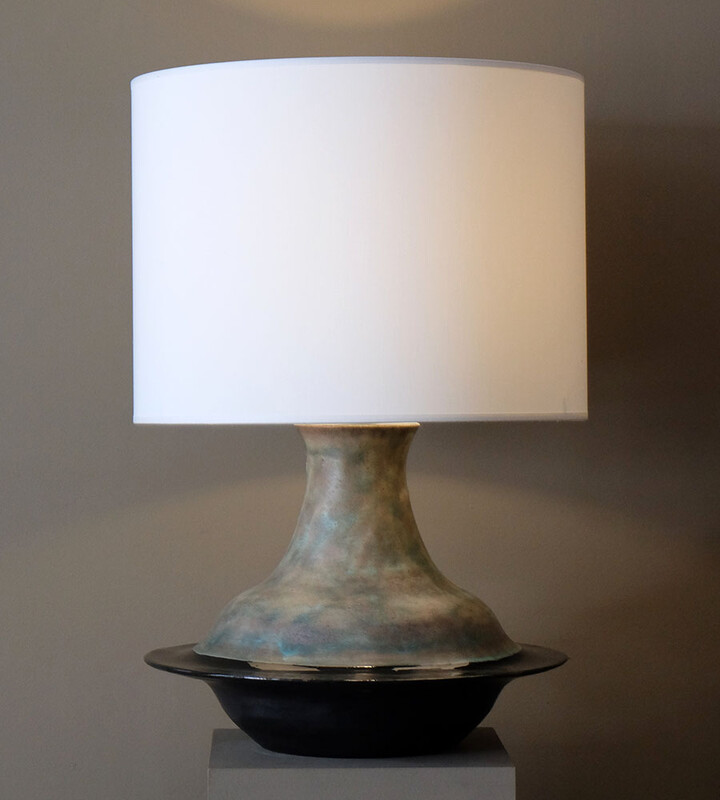 extra large ceramic table lamp spinning shape Bruno Gambne