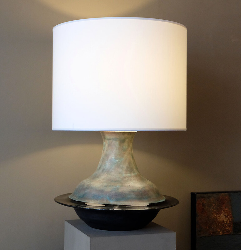 extra large ceramic table lamp spinning shape Bruno Gambne