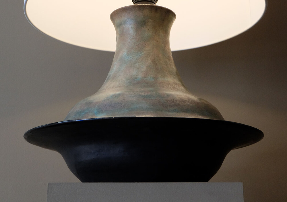 extra large ceramic table lamp spinning shape Bruno Gambne