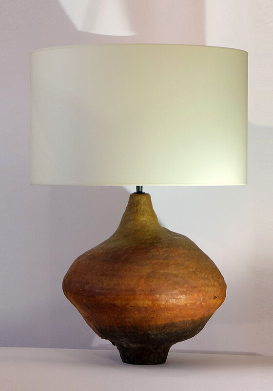 huge orange and green glaze Marcello Fantoni table lamp