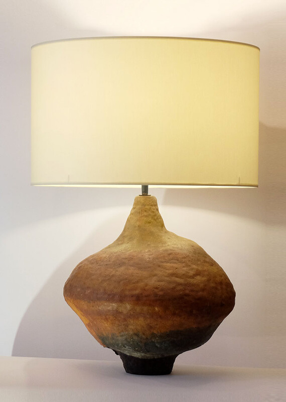 huge orange and green glaze Marcello Fantoni table lamp