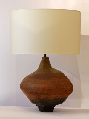 huge orange and green glaze Marcello Fantoni table lamp