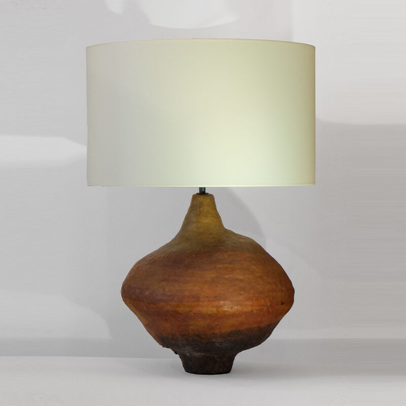 huge orange and green glaze Marcello Fantoni table lamp