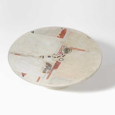 Huge rare Paul Kingma brutalist white coffee table