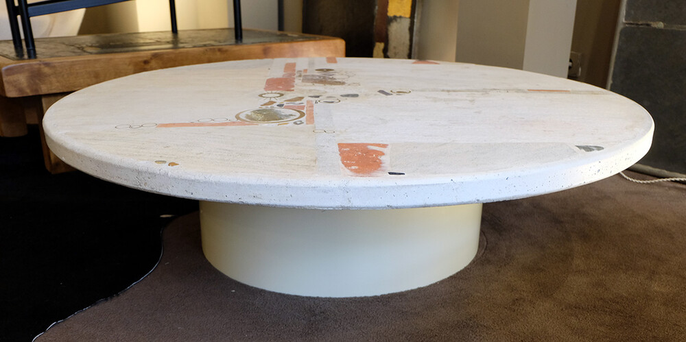 Huge rare Paul Kingma brutalist white coffee table