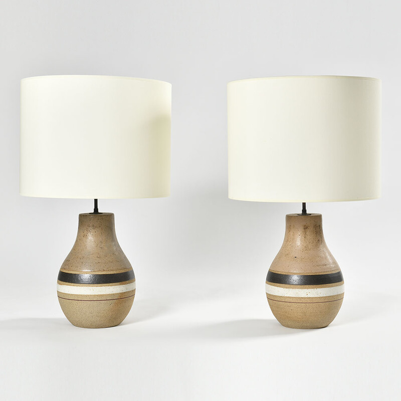 pair of extra large ceramic table lamps Bruno Gambone