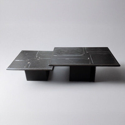 Paul Kingma ensemble de 2 tables basses noires1992