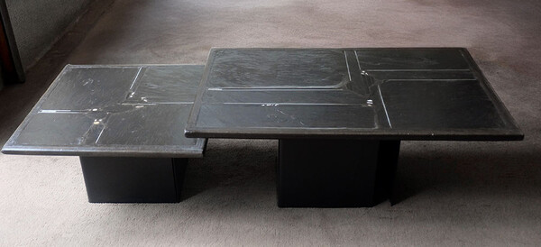 Paul Kingma ensemble de 2 tables basses noires1992