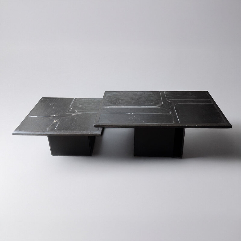 Paul Kingma set of 2 black coffee tables 1992