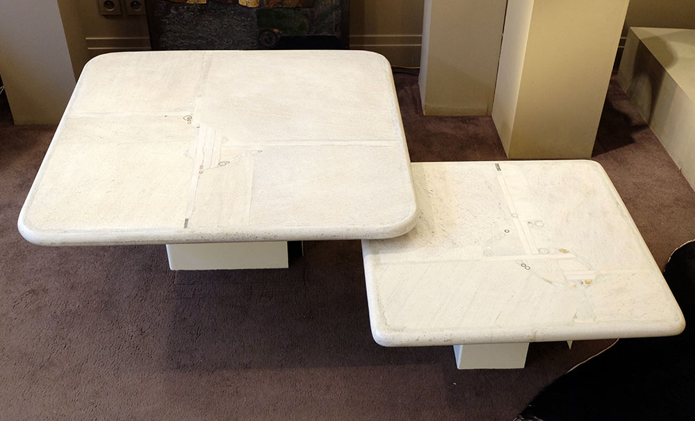 Paul Kingma Tables Basses blanches Sculpturales 1987-88 | Design de Collection