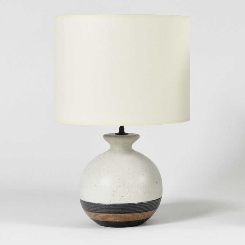Rare Bruno Gambone big round ceramic table lamp