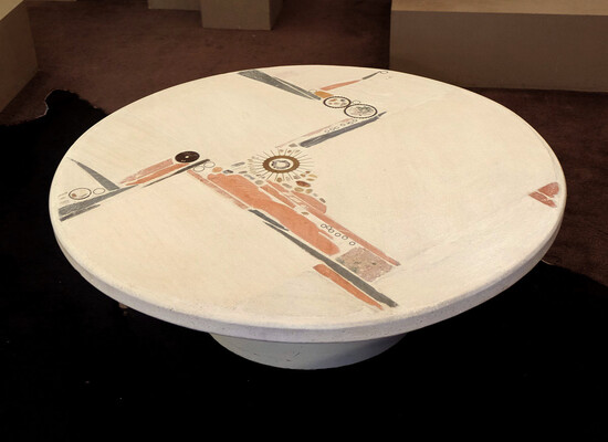 rare exceptional round Paul Kingma white coffee table