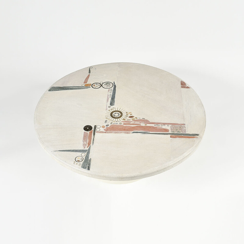 rare exceptional round Paul Kingma white coffee table