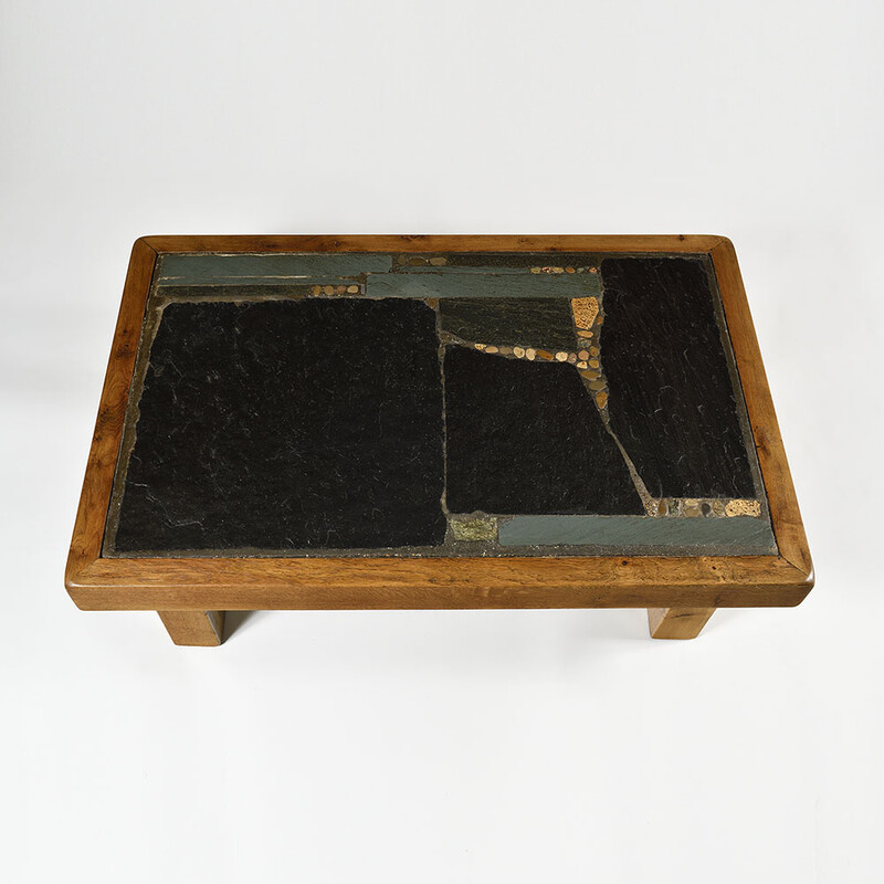 rare table basse brutaliste minérale et organique signée Paul Kingma