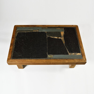 rare table basse brutaliste minérale et organique signée Paul Kingma