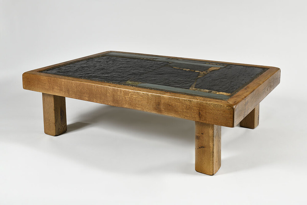 rare table basse brutaliste minérale et organique signée Paul Kingma