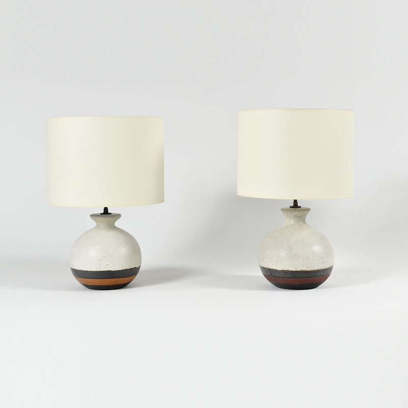 set of 2 Bruno Gambone ceramic similar table lamps