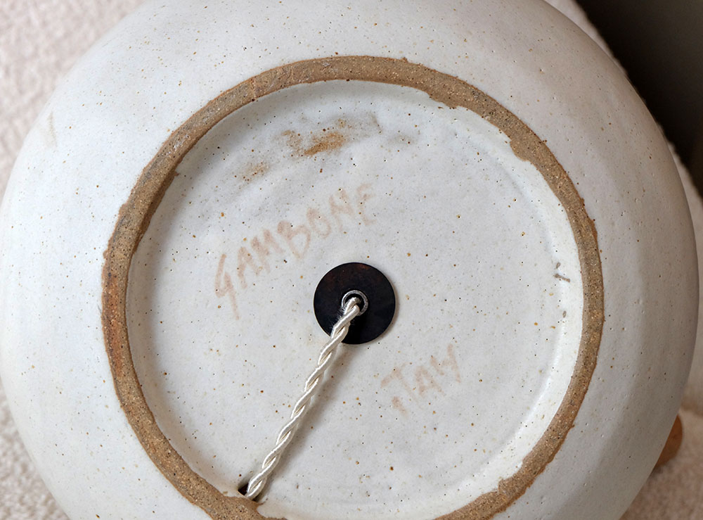 white ocher extra large ceramic table lamp with rings